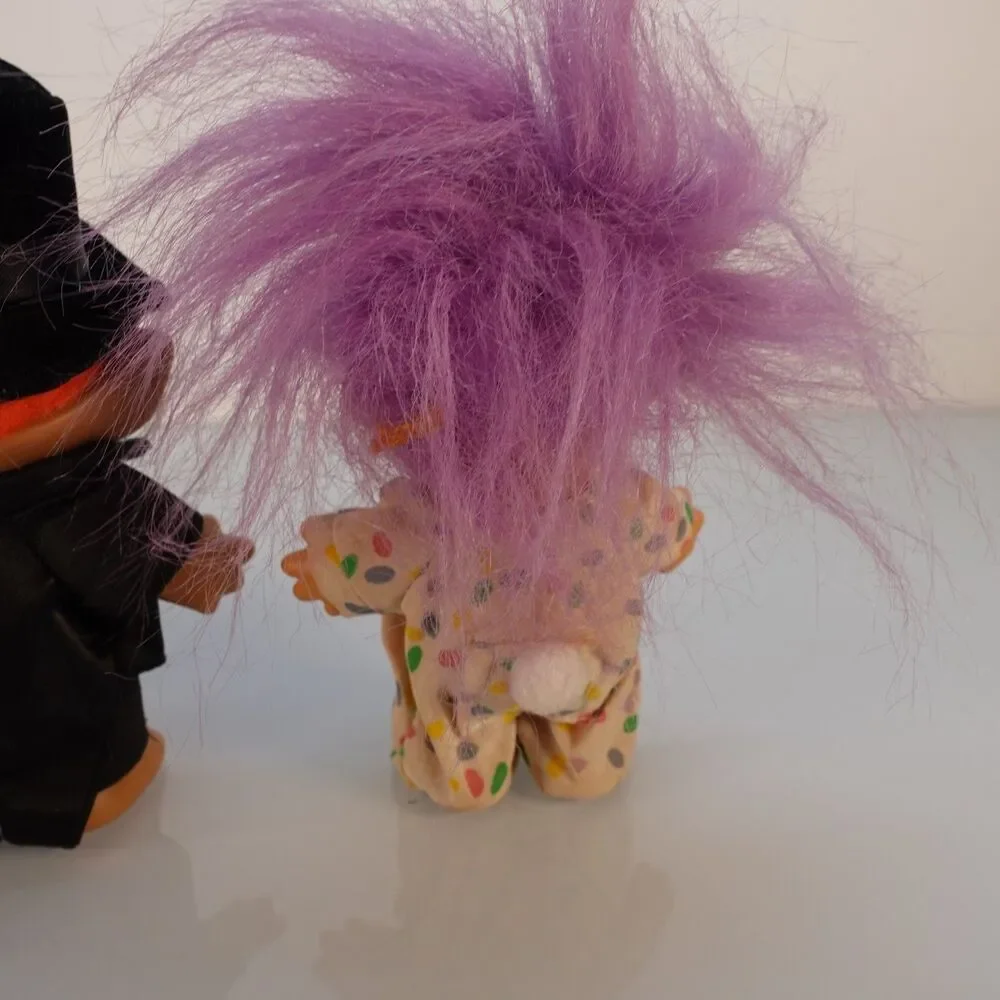Vintage Lot of 3 Troll Dolls w/ Outfits Groom Policeman and Bunny 5 Inches Tall
